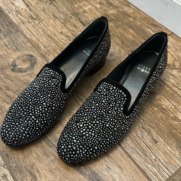 Stuart Weitzman Studded Loafers black size 7 - Picture 1 of 8